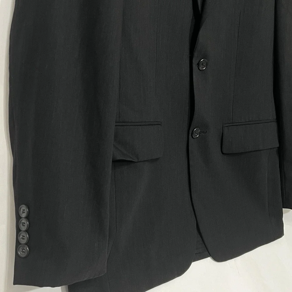 Pronto Uomo Wool Blazer Sport Coat Jacket Black 2 Button Ventless Men Size 38 R